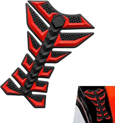 3D Motorcycle Tank Pad, Rubber Scratch-resistant Colorfast Fishbone Fuel Tank Sticker, Self-adhesive Fashion Protective Stickers, Universal for Most Motorcycles (Red) in Kuwait