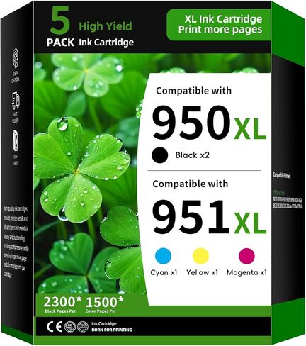 950XL/951XL Ink Cartridge 5-Pack Replacement for HP 950 and 951 Combo Pack Compatible with HP OfficeJet Pro 8600 8610 8615 8620 8625 8100 8630 276DW 251DW Printer Ink(5PK Black Cyan Magenta Yellow) in Saudi Arabia