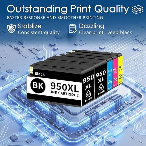 950XL/951XL Ink Cartridge 5-Pack Replacement for HP 950 and 951 Combo Pack Compatible with HP OfficeJet Pro 8600 8610 8615 8620 8625 8100 8630 276DW 251DW Printer Ink(5PK Black Cyan Magenta Yellow) in Saudi Arabia