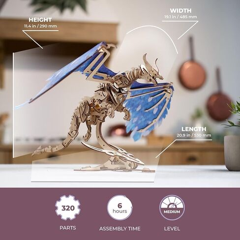 UGEARS Windstorm Dragon، مجموعة نماذج، أحجية ثلاثية الأبعاد، مجموعات نماذج ميكانيكية للبالغين للبناء، أحجية تحفيز الدماغ، مجموعة هوايات in Kuwait