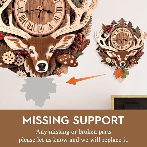 3D Wooden Puzzle for Adults - Forest Deer Clock, Mechanical Wall Clock Kit with Pendulum, 3D Puzzles for Adults DIY Room Home Decor, Holiday Birthday Gift for Men Women in Saudi Arabia