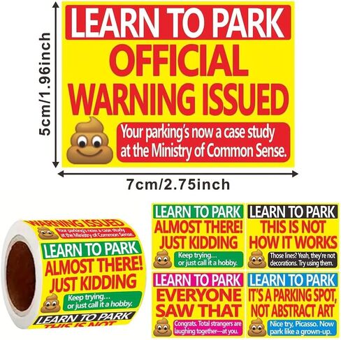 100 Pcs Funny Parking Warning Stickers, Humorous “Learn to Park" Car Stickers, Self Adhesive Prank Labels for Cars, Windshield Notes, Gag Gift Stickers in Saudi Arabia