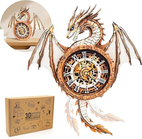 3D Wooden Puzzle for Adults - Forest Deer Clock, Mechanical Wall Clock Kit with Pendulum, 3D Puzzles for Adults DIY Room Home Decor, Holiday Birthday Gift for Men Women in Saudi Arabia