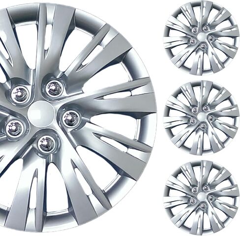 PACRIM 16" Universal Silver Car Wheel Cover/Hubcap Set | Replacement Snap On | Set of 4 | Univeral Fit for 16 Inch Base Stock Rims in Saudi Arabia