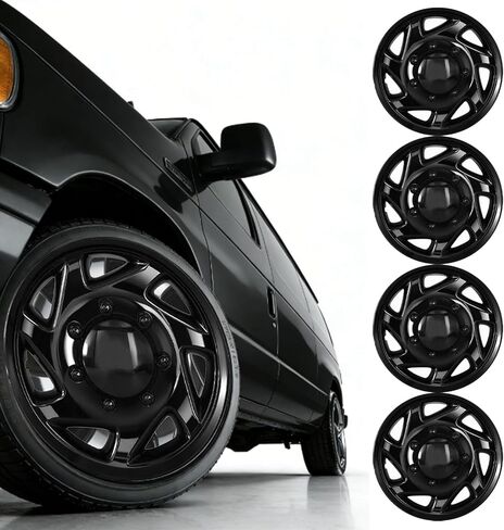 F8UZ-1130-AA Hubcaps Compatible with 1998-2023 Ford Econoline Van E-150 E-250 E-350 E-450 16 inch Wheel Cover Replace F7UZ-1130-AA F8UA-1130-AA F7UA-1130-AA, Set of 4 Packs (Black) in Saudi Arabia