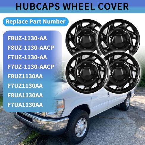 F8UZ-1130-AA Hubcaps Compatible with 1998-2023 Ford Econoline Van E-150 E-250 E-350 E-450 16 inch Wheel Cover Replace F7UZ-1130-AA F8UA-1130-AA F7UA-1130-AA, Set of 4 Packs (Black) in Saudi Arabia