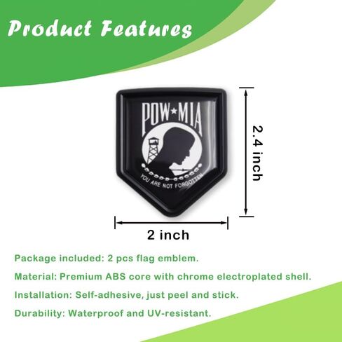 ملصق Newperlite Pow Mia Flag ملصق سيارة شعار أنت لم تنسَ علم السيارة وإكسسوارات تزيين السيارة، درع كروم لسيارات الشاحنات، عبوتان in Kuwait