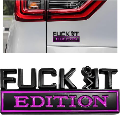 Fuck It Edition Emblem for Car, 3D Auto Fender Bumper Tailgate Sticker Cool Badge Decoration, Personalized Zinc Alloy Emblem Exterior Accessories for Cars Trucks Motorcycles (Black & Red) in Saudi Arabia
