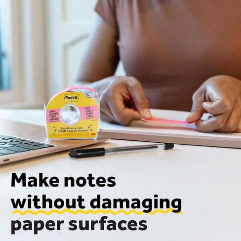 Post-it Labeling and Cover-up Tape, 2 Rolls, 1 in x 700 in (25.4 mm x 17.7 m), Neon Green, Repositionable Writable Paper Tape with Dispensers for Labeling and Cover-Up at Home, School, Office in Kuwait