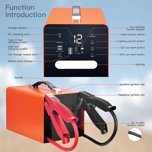 مجموعة بطارية Truck Jump Starter للخدمة الشاقة، 18000 أمبير 236.8 وات في الساعة مناسبة لمحركات الديزل سعة 50 لترًا ومتوافقة مع مشغلات الطوارئ للسيارات 12 فولت/24 فولت. يمكن تشغيل المركبات بشكل طبيعي عند -40 درجة فهرنهايت. in Kuwait
