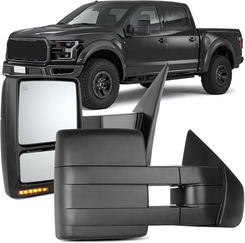 OCPTY Tow Mirror for 2007 2008 2009 2010 2011 2012 2013 2014 for Ford for F-150 Pickup Truck Pair Set Power Heated Puddle Signal Manual Telescopic Towing Mirrors (RH+LH) in Saudi Arabia