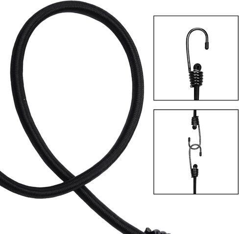 4Pcs Bungee Cords with Hooks Strong Elastic Rope Heavy Duty Straps for Bikes or Garden Tidying Cargo Camping Outdoor Tent(24inch Black) in Kuwait