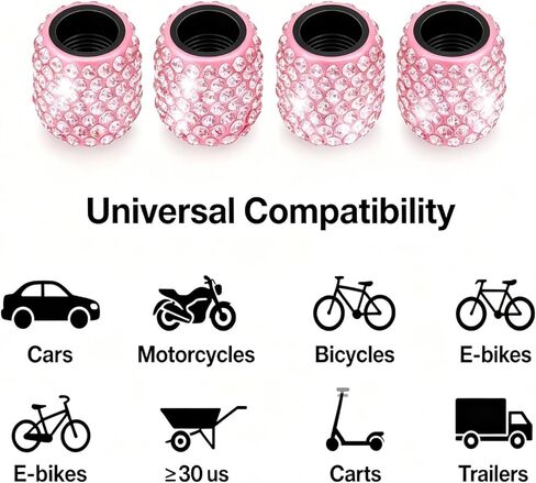 Valve Tire Caps 4PCS Crystal Rhinestone Dustproof Wheel Stem Cover Automotive Accessory Gift (4, Pink) in Saudi Arabia