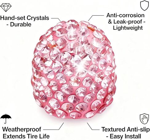 Valve Tire Caps 4PCS Crystal Rhinestone Dustproof Wheel Stem Cover Automotive Accessory Gift (4, Pink) in Saudi Arabia
