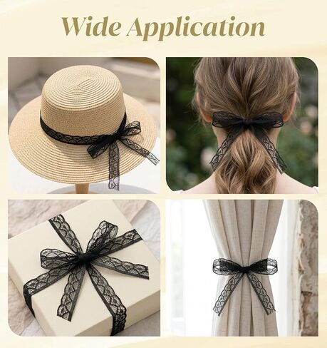 30 Yards Black Lace Ribbon, 0.6 Inch Wide Polyester Black Lace Trim for Sewing Clothing, Wedding Decoration, Bouquet & Gift Packaging in Saudi Arabia
