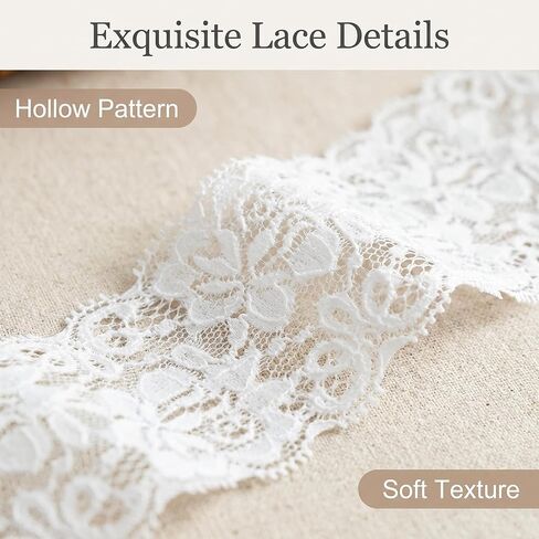 Lace Trim Ribbon, 5-Yard White Lace Ribbon, 2.36 Inch Width White Laces Trims Delicate Crown Ribbons for Crafts Sewing and Bridal Wedding Dress Applique Decorations (5) in Kuwait