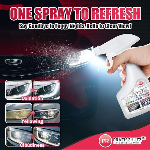 Headlight Cleaner and Restorer Spray for Cars – Removes Haze & Yellowing, Restores Clarity, UV Protection, Easy No-Sanding Application – 180ml/6oz in Saudi Arabia