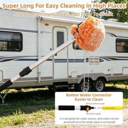70" Car Wash Brush with Long Handle, 12-Inch Flow-Thru Soft Bristle Car Washing Brush, Wheel Brush, Microfiber Cleaning Mop, Mitt, Window Squeegee, Interior Cleaning Kit, Bag, for Car SUV Truck RV in Saudi Arabia