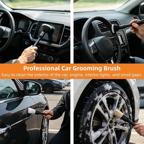 70" Car Wash Brush with Long Handle, 12-Inch Flow-Thru Soft Bristle Car Washing Brush, Wheel Brush, Microfiber Cleaning Mop, Mitt, Window Squeegee, Interior Cleaning Kit, Bag, for Car SUV Truck RV in Saudi Arabia