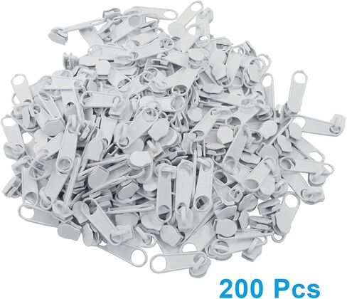 Piutouyar 200 حزمة #3 استبدال المتزلجون بسحاب، سحاب أبيض يسحب الجزء الأكبر من أدوات إصلاح سحابات لفائف النايلون لحقائب الأمتعة والسترات والمحافظ in Kuwait