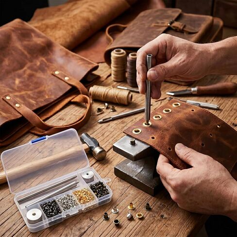 2mm Mini Metal Eyelets Grommet Kit with 3PCS Install Tools, for Leather Clothes Bags Shoes DIY Crafts in Saudi Arabia