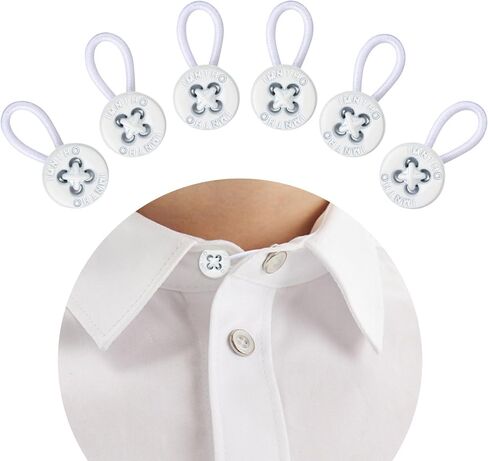 6 pcs Collar Extenders for Women & Mens Shirts,Alloy Button Extender for Dress Shirts Neck Collar Cuffs (White) in Saudi Arabia