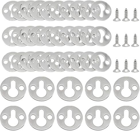 40Pcs 25mm / 1" Silver Metal Circular Keyhole Hangers with Screws, Round Keyhole Hanging Films Shelf Brackets, Picture Frame Hanging for Picture Frame Plate in Saudi Arabia