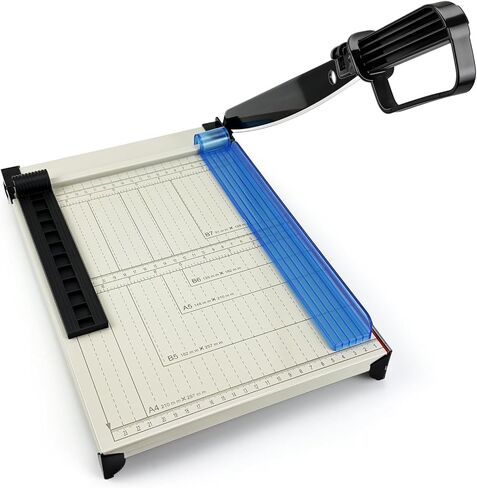 Paper Cutter, 12" Cut Length Guillotine Trimmer, Paper Cutting Board with 10 Sheet Capacity Papers, Metal Base Papers Slicer with Safety Guard for Classroom Office Home Cardstock Crafts & Photo in Saudi Arabia