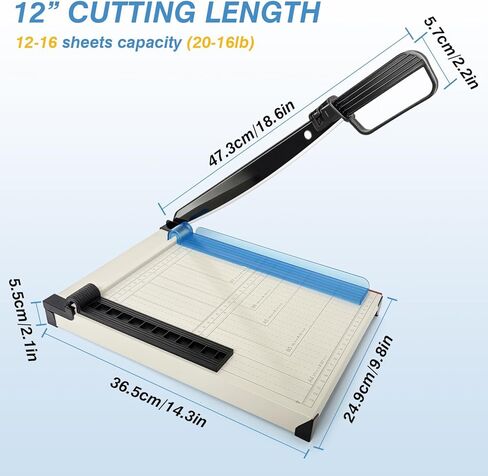 Paper Cutter, 12" Cut Length Guillotine Trimmer, Paper Cutting Board with 10 Sheet Capacity Papers, Metal Base Papers Slicer with Safety Guard for Classroom Office Home Cardstock Crafts & Photo in Saudi Arabia