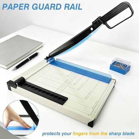 Paper Cutter, 12" Cut Length Guillotine Trimmer, Paper Cutting Board with 10 Sheet Capacity Papers, Metal Base Papers Slicer with Safety Guard for Classroom Office Home Cardstock Crafts & Photo in Saudi Arabia