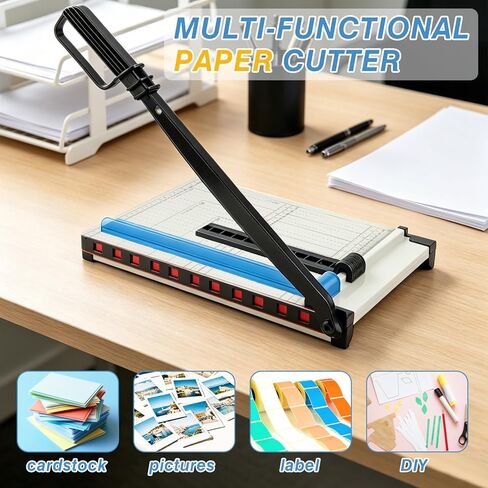 Paper Cutter, 12" Cut Length Guillotine Trimmer, Paper Cutting Board with 10 Sheet Capacity Papers, Metal Base Papers Slicer with Safety Guard for Classroom Office Home Cardstock Crafts & Photo in Saudi Arabia