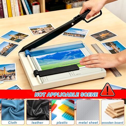Paper Cutter, 12" Cut Length Guillotine Trimmer, Paper Cutting Board with 10 Sheet Capacity Papers, Metal Base Papers Slicer with Safety Guard for Classroom Office Home Cardstock Crafts & Photo in Saudi Arabia
