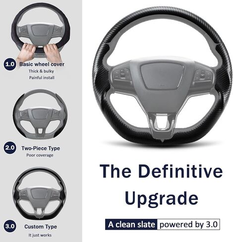 Steering Wheel Cover for Ford Mustang Mach-E 2021-2026, 3-Piece Carbon Fiber Steering Wheel Accessories Custom Fit for Ford Mach-E (Matte Black) in Saudi Arabia