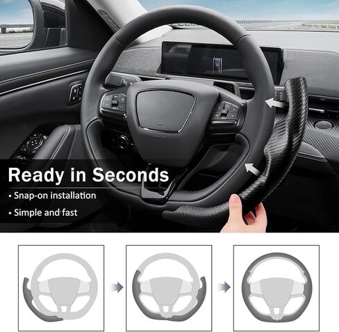 Steering Wheel Cover for Ford Mustang Mach-E 2021-2026, 3-Piece Carbon Fiber Steering Wheel Accessories Custom Fit for Ford Mach-E (Matte Black) in Saudi Arabia