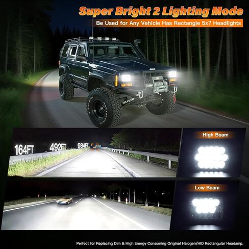 5x7 H6054 In LED Headlights DOT Approved Hi/Lo Sealed Beam 7x6 Rectangular Headlamp for Je ep Truck Off-road Van Pickup with Isuzu Ford Chevy GMC with H6545 H6052 H5054 6053 Socket Headlight in Kuwait