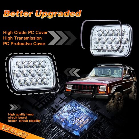 5x7 H6054 In LED Headlights DOT Approved Hi/Lo Sealed Beam 7x6 Rectangular Headlamp for Je ep Truck Off-road Van Pickup with Isuzu Ford Chevy GMC with H6545 H6052 H5054 6053 Socket Headlight in Kuwait