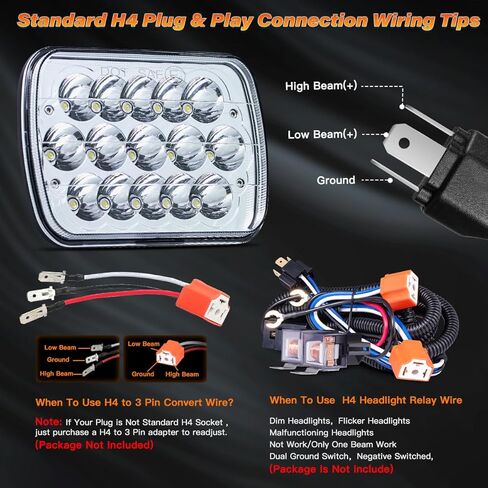 5x7 H6054 In LED Headlights DOT Approved Hi/Lo Sealed Beam 7x6 Rectangular Headlamp for Je ep Truck Off-road Van Pickup with Isuzu Ford Chevy GMC with H6545 H6052 H5054 6053 Socket Headlight in Kuwait