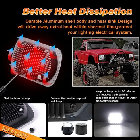 5x7 H6054 In LED Headlights DOT Approved Hi/Lo Sealed Beam 7x6 Rectangular Headlamp for Je ep Truck Off-road Van Pickup with Isuzu Ford Chevy GMC with H6545 H6052 H5054 6053 Socket Headlight in Kuwait