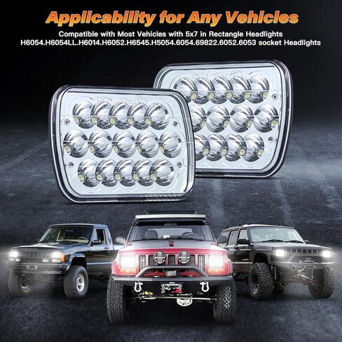 5x7 H6054 In LED Headlights DOT Approved Hi/Lo Sealed Beam 7x6 Rectangular Headlamp for Je ep Truck Off-road Van Pickup with Isuzu Ford Chevy GMC with H6545 H6052 H5054 6053 Socket Headlight in Kuwait
