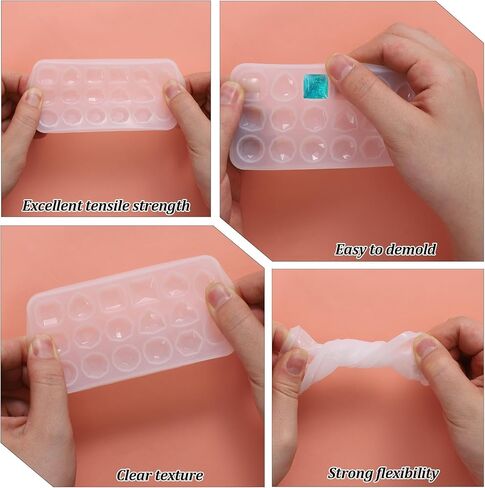 4 Pcs Gemstone Silicone Resin Jewelry Molds, Gemstone Resin Jewelry Molds Clear 3D Diamond Gem Silicone Mold for Clay Casting Mold for Making DIY Crafting, Earring, Pendant Epoxy Crafting Projects in Kuwait
