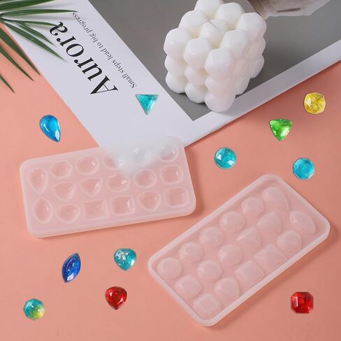 4 Pcs Gemstone Silicone Resin Jewelry Molds, Gemstone Resin Jewelry Molds Clear 3D Diamond Gem Silicone Mold for Clay Casting Mold for Making DIY Crafting, Earring, Pendant Epoxy Crafting Projects in Kuwait