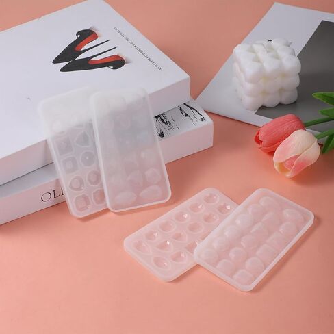 4 Pcs Gemstone Silicone Resin Jewelry Molds, Gemstone Resin Jewelry Molds Clear 3D Diamond Gem Silicone Mold for Clay Casting Mold for Making DIY Crafting, Earring, Pendant Epoxy Crafting Projects in Kuwait