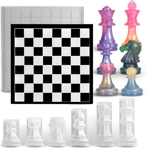 Resin Chess Mold Set, 6PCS 3D International Chess Piece Silicone Molds for Epoxy Resin Casting, Silicone Molds for DIY Crafts Chess Jewelry Making in Saudi Arabia