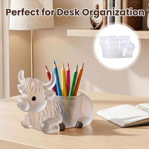 1Pcs Highland Cow Flower Pot Silicone Mold 3D Cow Shape Resin Epoxy Casting Mold for DIY Home Decor Candle Holder Pen Holder Storage Box Plaster Craft Making in Saudi Arabia