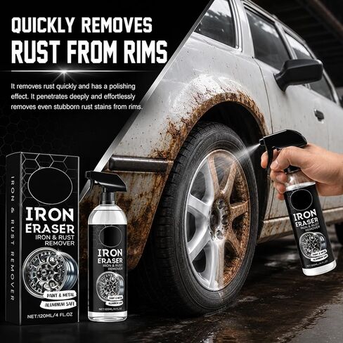 2Pack Iron Eraser Rust Remover Spray–Fast Acting Iron Powder Remover for Car Wheels and Paint,Brake Dust & Rust Removal,Professional Automotive Metal Surface Cleaner for Wheel,Tool and Household Item in Saudi Arabia