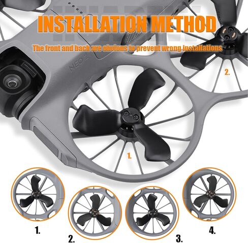 8 قطع مراوح لـ DJI Neo 2، شفرة مروحية ذات جناح منخفض الضوضاء مع 2 مفك براغي و24 براغي in Kuwait