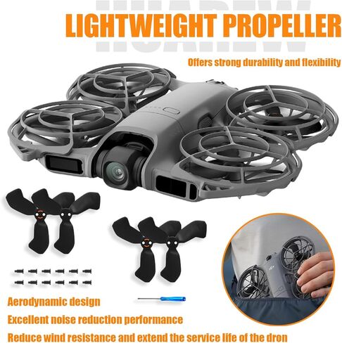 8 قطع مراوح لـ DJI Neo 2، شفرة مروحية ذات جناح منخفض الضوضاء مع 2 مفك براغي و24 براغي in Kuwait