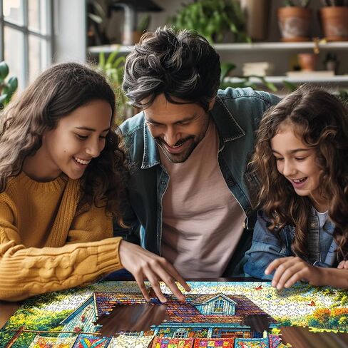 White Mountain 500 Piece Jigsaw Puzzle Colorful Vintage Spring Puzzles with Large Pieces, Gift for Adults and Family 24"x18" - Quilt Garden in Kuwait