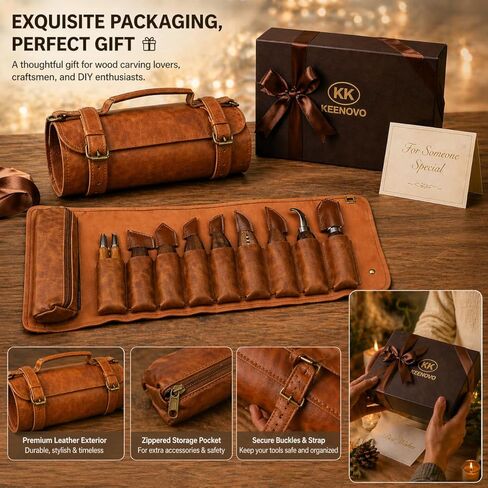 Deluxe Wood Carving Kit, 26Pcs Whittling Tools with 6 Basswood Blocks & Leather Case, High-Carbon Steel Knives, Safety Gloves, Woodworking Set for Beginners Adults DIY Craft Gifts in Saudi Arabia