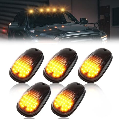 مصابيح LED لسقف الكابينة للجري العلوي لسيارات دودج رام 1500 2500 3500 4500 5500 2003-2018 شاحنات بيك اب، عدسات مدخنة بيضاء كاملة LED لمصابيح علامة الكابينة، 5 قطع in Kuwait